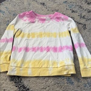 Cat & Jack Pink Yellow White Tie Dye Print Ribbed Sweatshirt Girl’s Size Medium